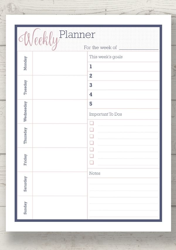 free printable weekly planner page planning calm from chaos