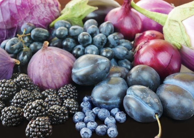 red and purple fruit and vegetables