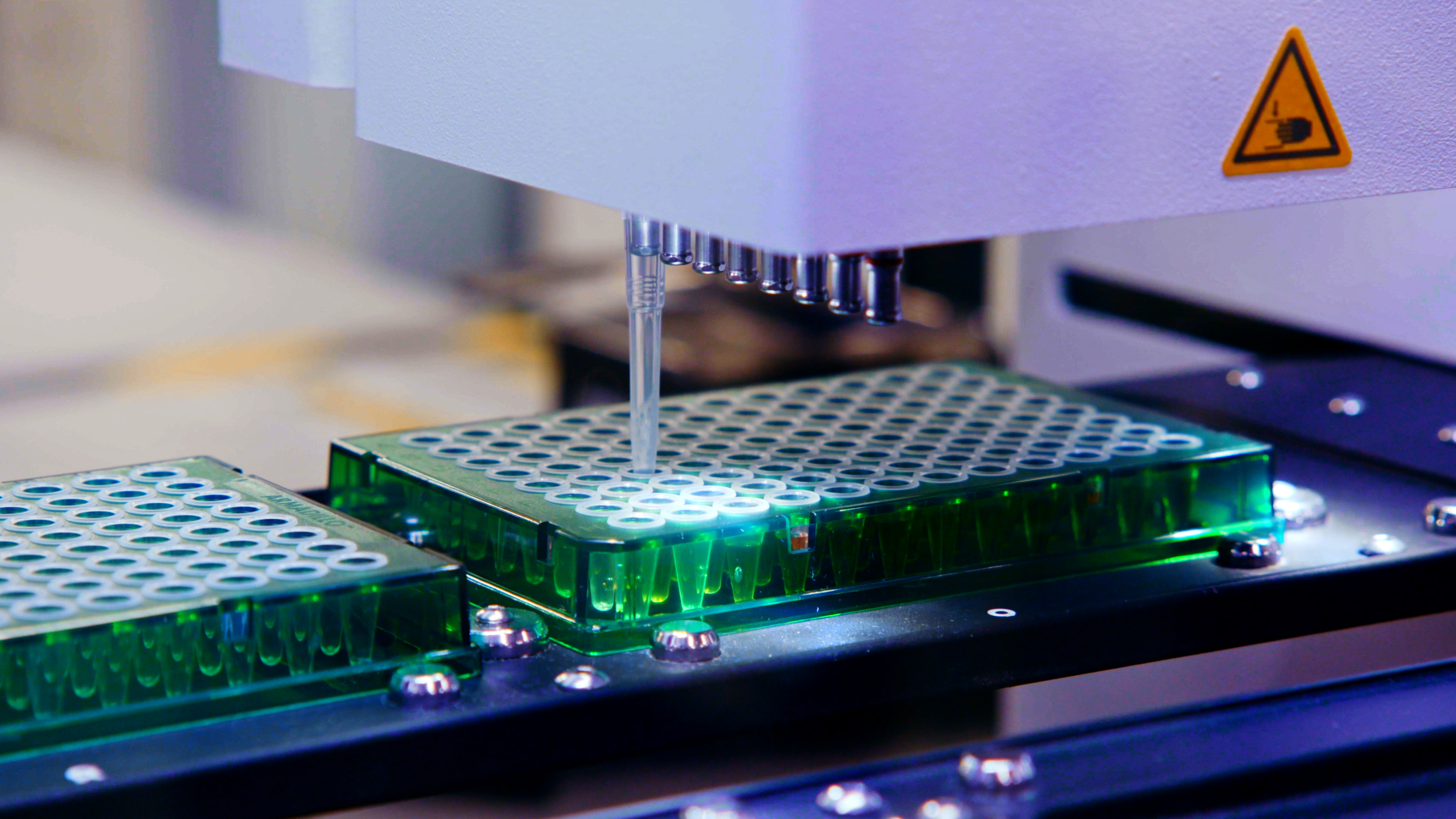 Close-up of a machine doing lab work