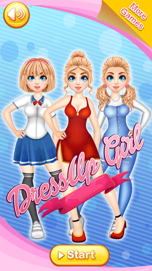 DressUp Girl Game Welcome Screen Screenshot.