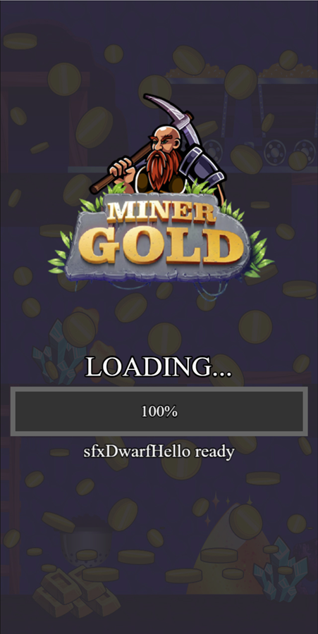 Miner Gold Game Welcome Screen Screenshot.