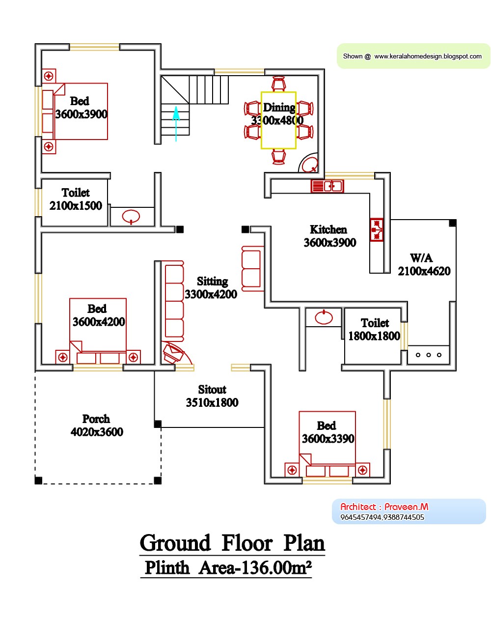 kerala style floor plan and elevation 6