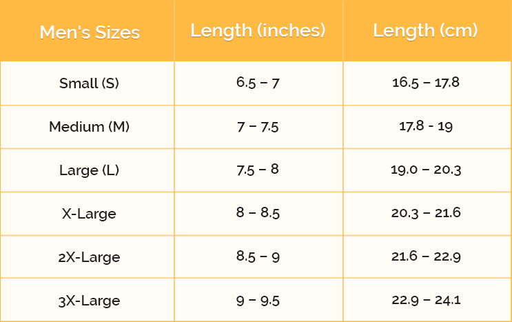 Bracelet Sizing Chart for Men

