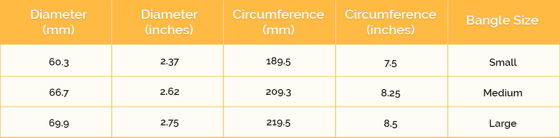 Bangle Sizing Chart