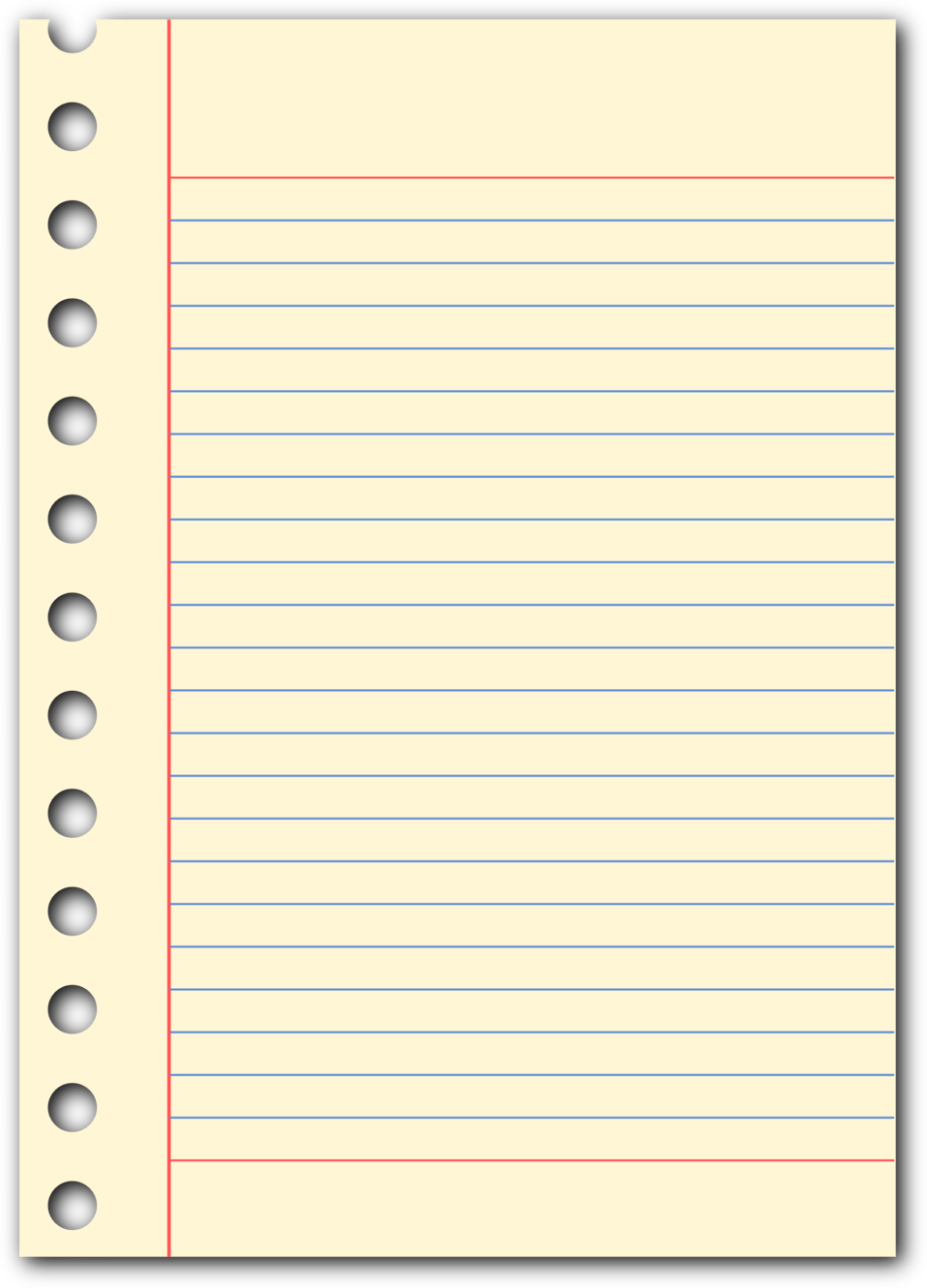 Lined Notebook Paper Clipart PNG image