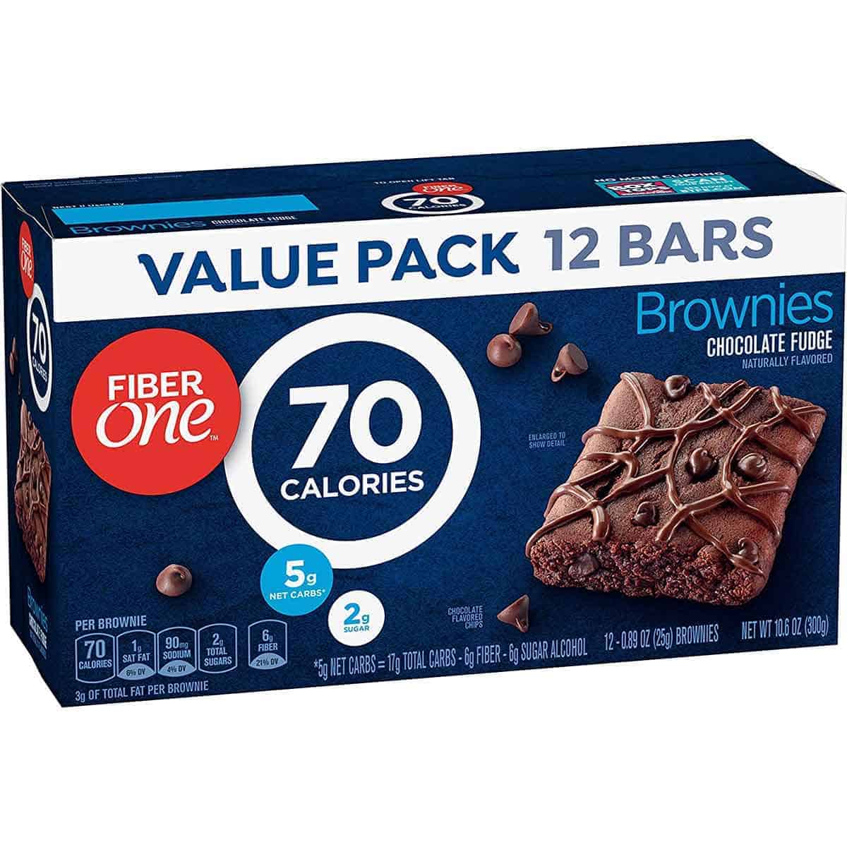 A box of Fibre One 70 Calorie Chocolate Fudge Brownies