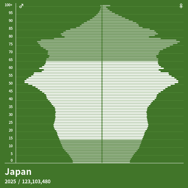 Bevölkerungspyramide von Japan im Jahr 2024 Bevölkerungspyramiden