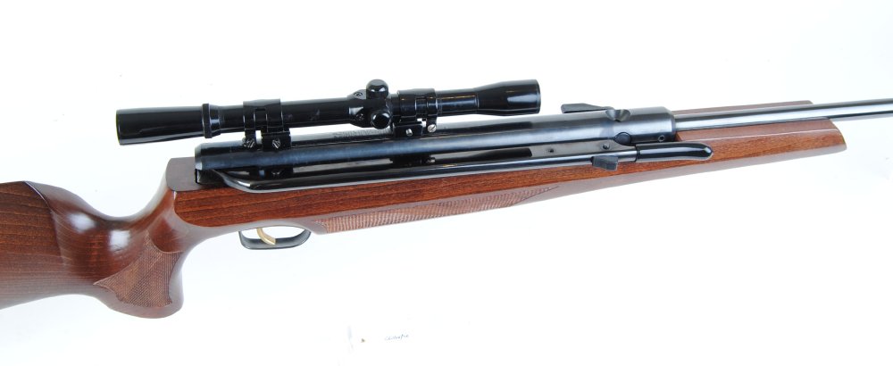 .22 Air Arms, side lever air rifle with Monte Carlo stock and 4 x 20 Nikko Stirling Mountie scope (