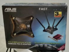 1 x Asus PCE-AC88 Dual Band Wireless PCI Express Network Interface Card With Antenna Base - New