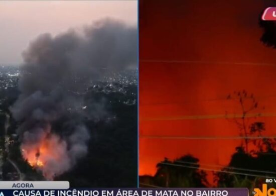 Incêndio de grandes proporções atinge área de mata no Coliseu