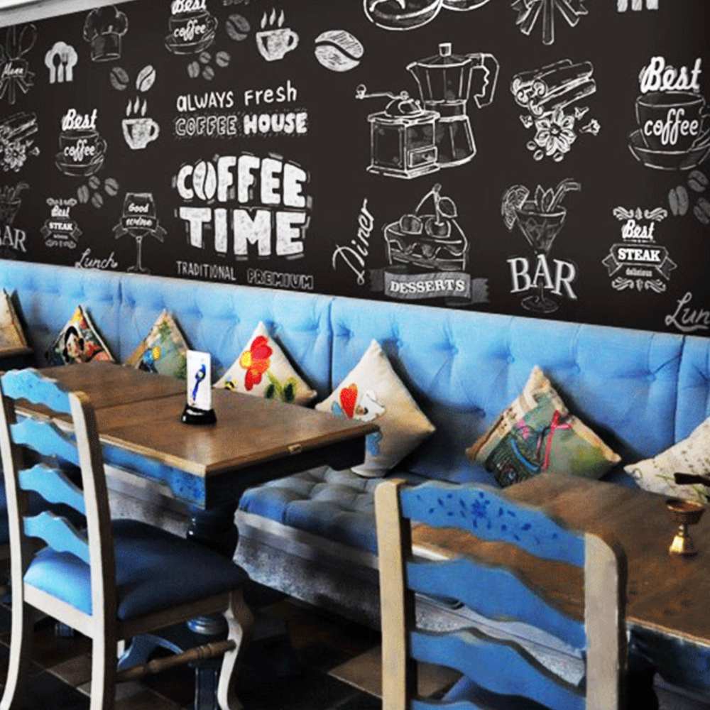 tranh vẽ tường trang trí quán cafe đơn giản