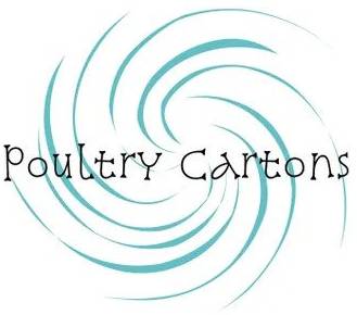 Logo with stylized blue swirls and the text "poultry cartons.