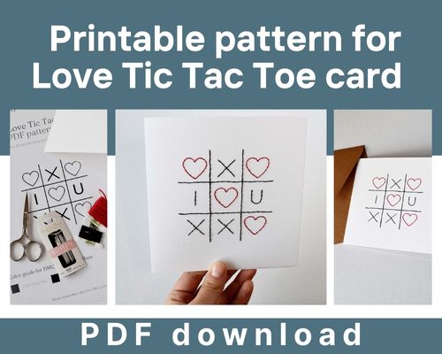 embroidery resource library: Free printable design for the Love Tic Tac Toe card