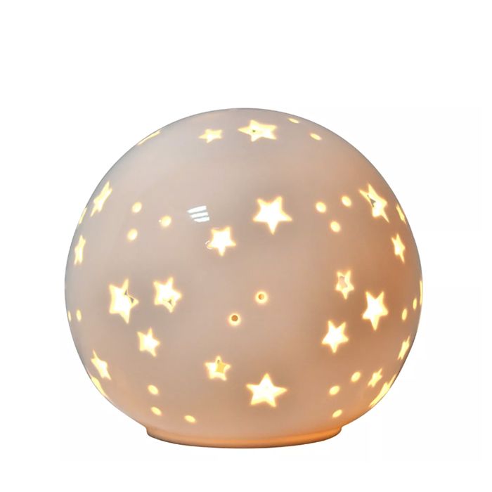 Porcelain white starry globe nightlight for nursery