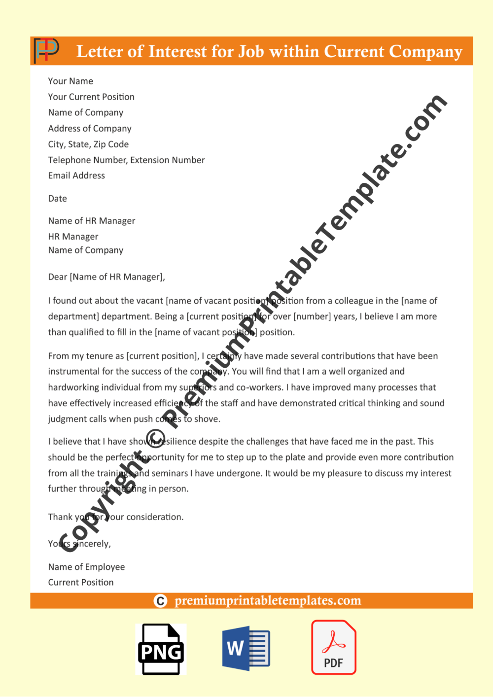 Letter for Interest for Job within Company [Pack of 5]