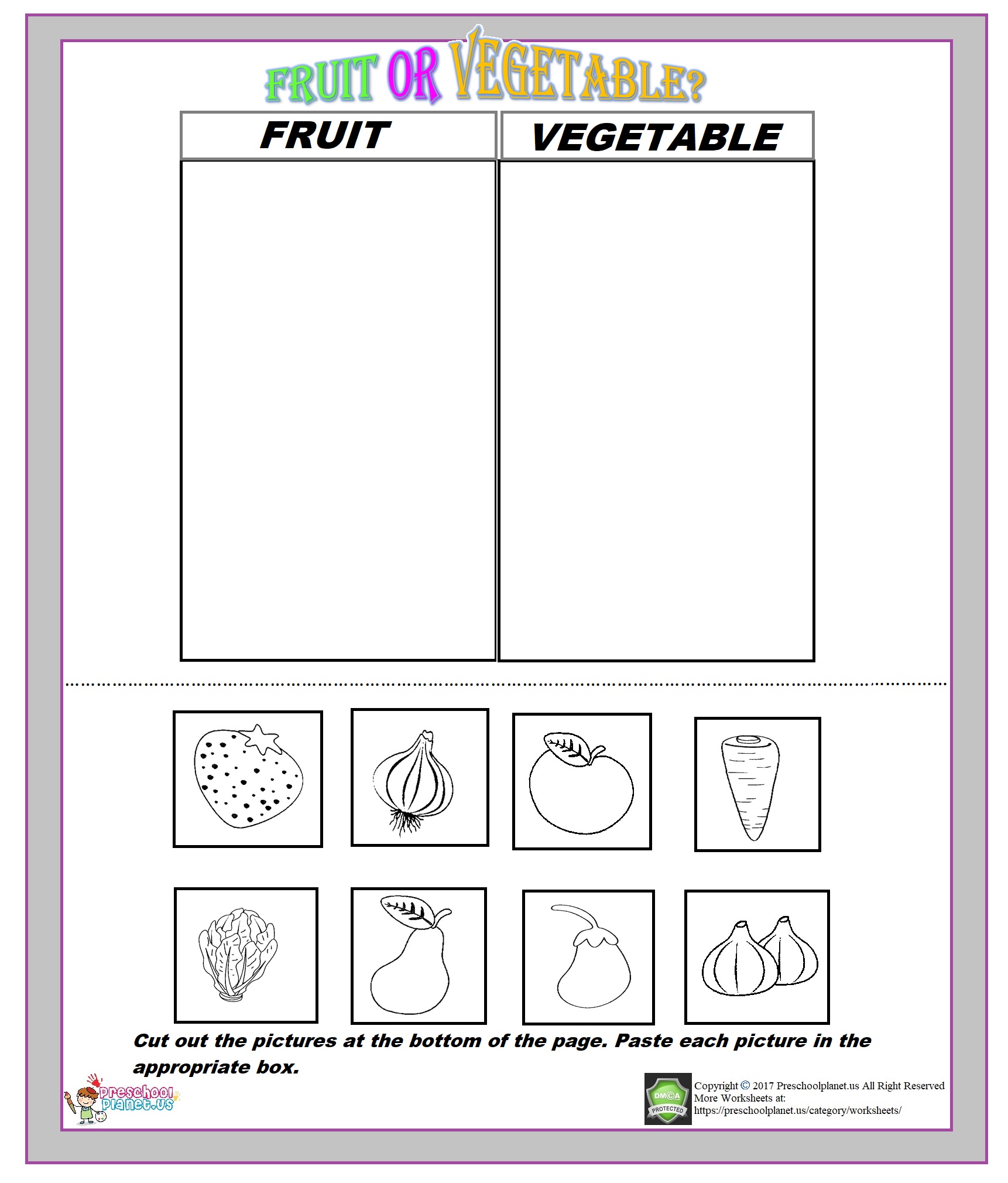 Worksheets Fruits And Vegetables Fruit And Vegetables