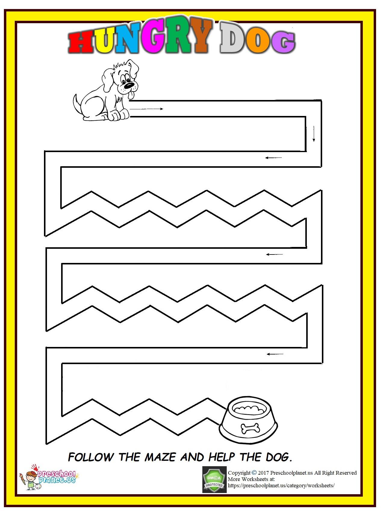 dog maze worksheet