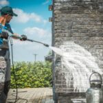 pressure washing brick house