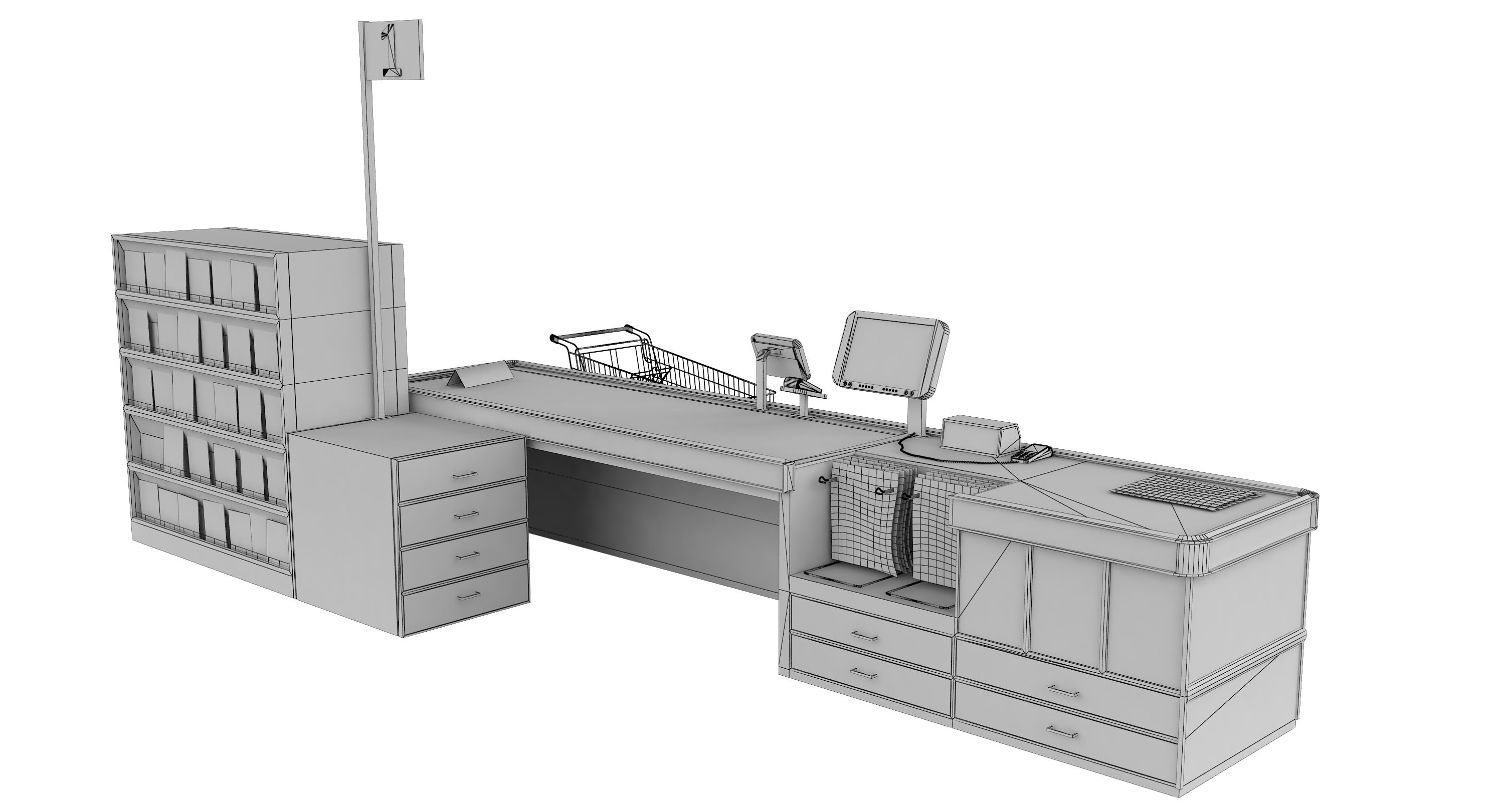 Cash Counter 3D Model $49 - .max .fbx .obj .3ds - Free3D