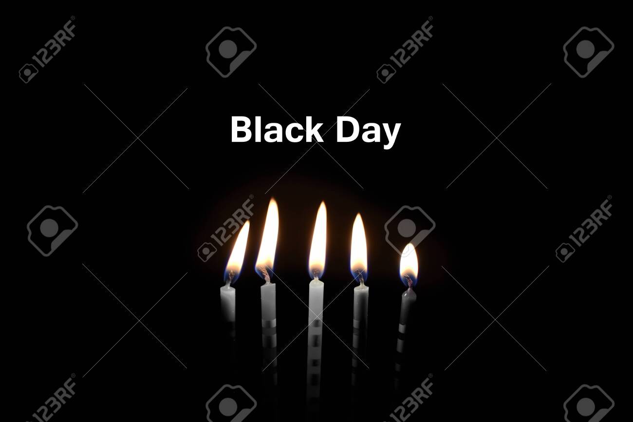 Black Day Illustration. Burning Candles On A Black Background. Black And  White Candles On A Dark Background. Important Day Stock Photo, Picture And  Royalty Free Image. Image 121592366.