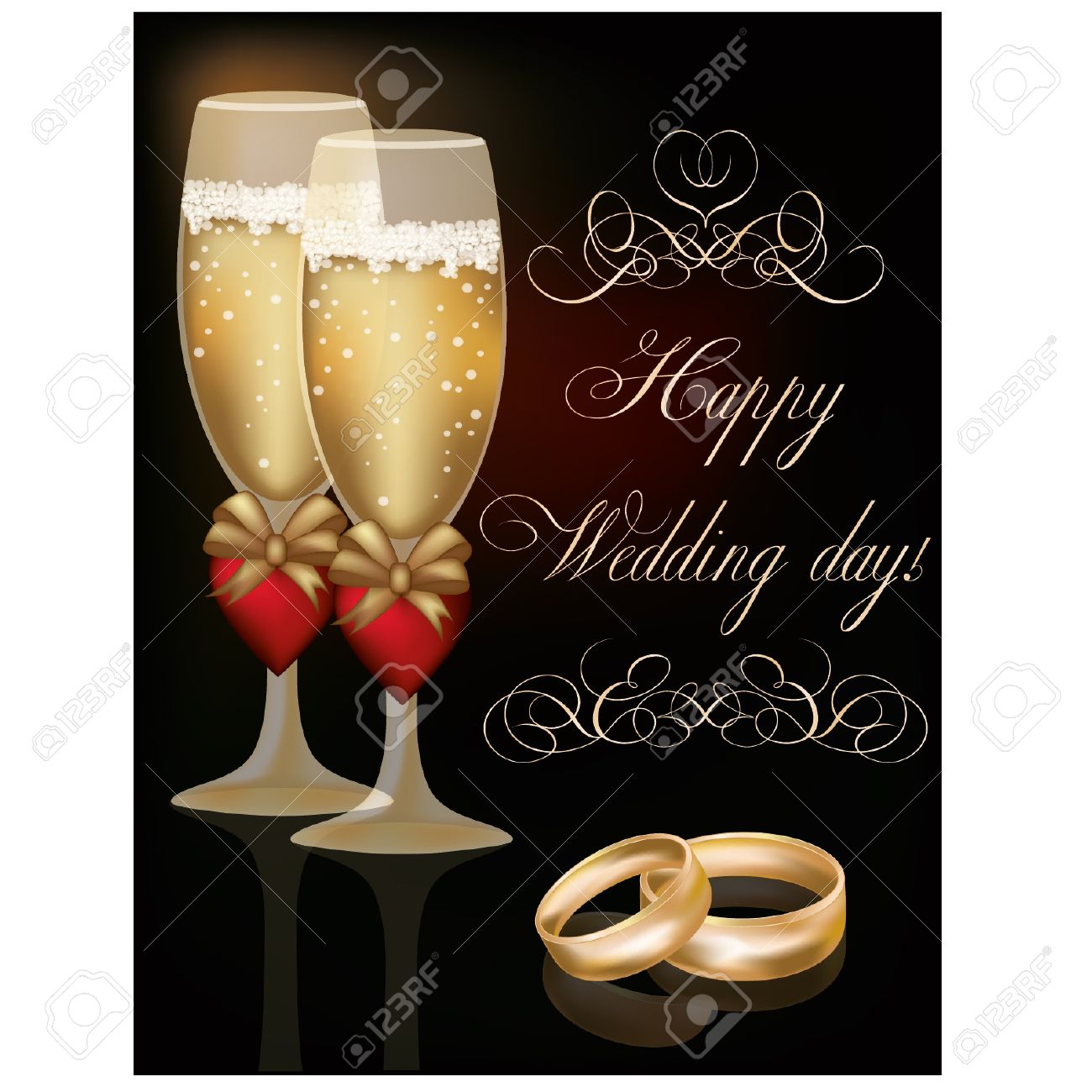 Happy Wedding Day Greeting Card, Vector Illustration Royalty Free ...