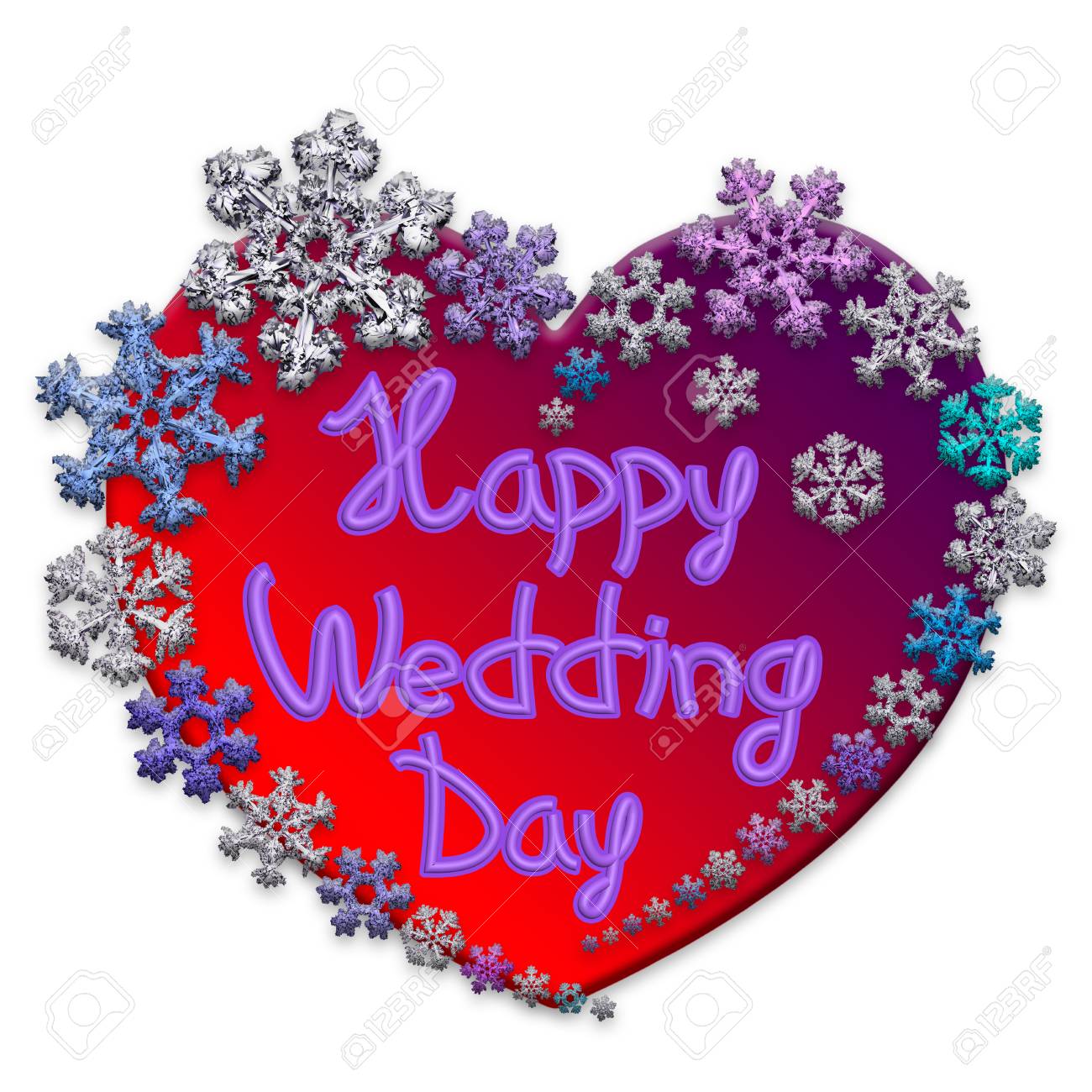 Beautiful Pink Heart With Lettering Happy Wedding Day Made Of ...