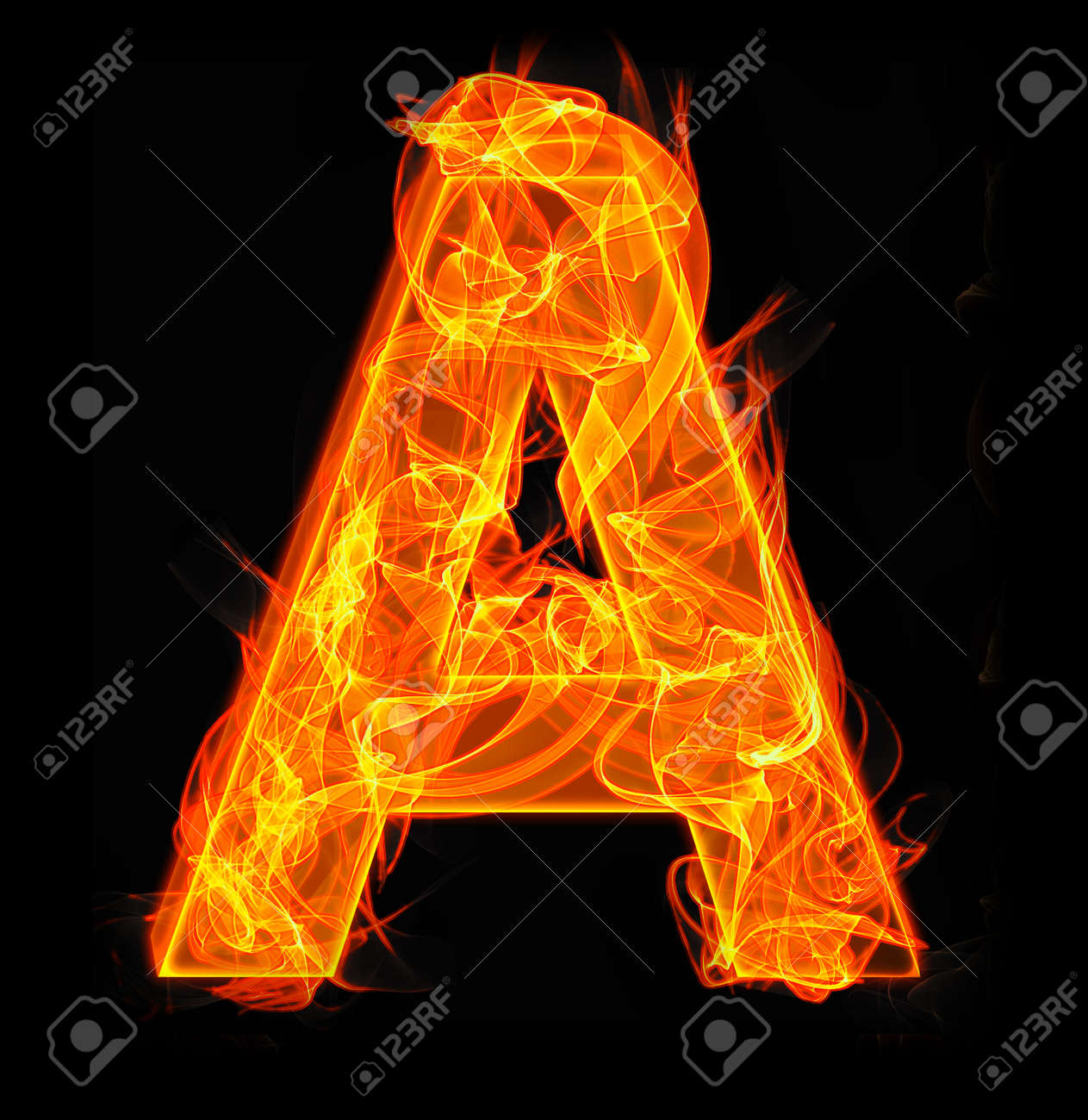 Burning Letters As Alphabet Type A Stock Photo, Picture And ...