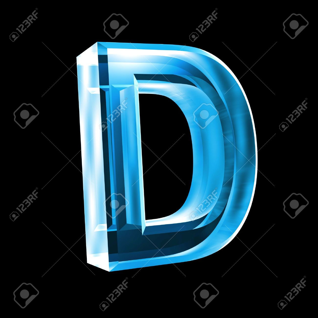 Letter D In Blue Glass 3D Stock Photo, Picture And Royalty Free ...