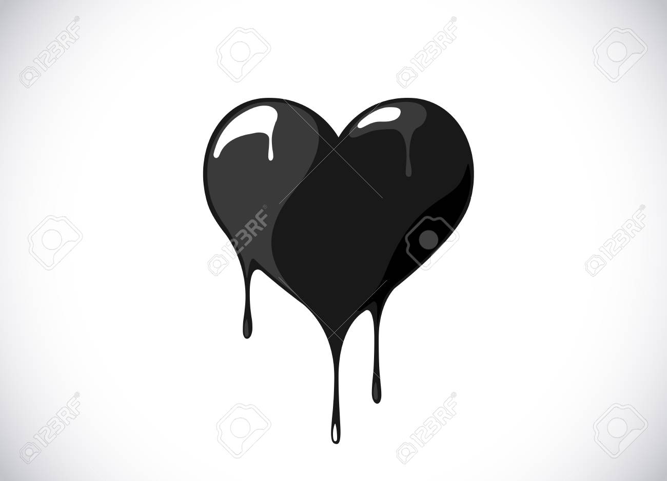 Black Heart Shape Melting With Drops. Bloody Heart Symbol For Logo ...