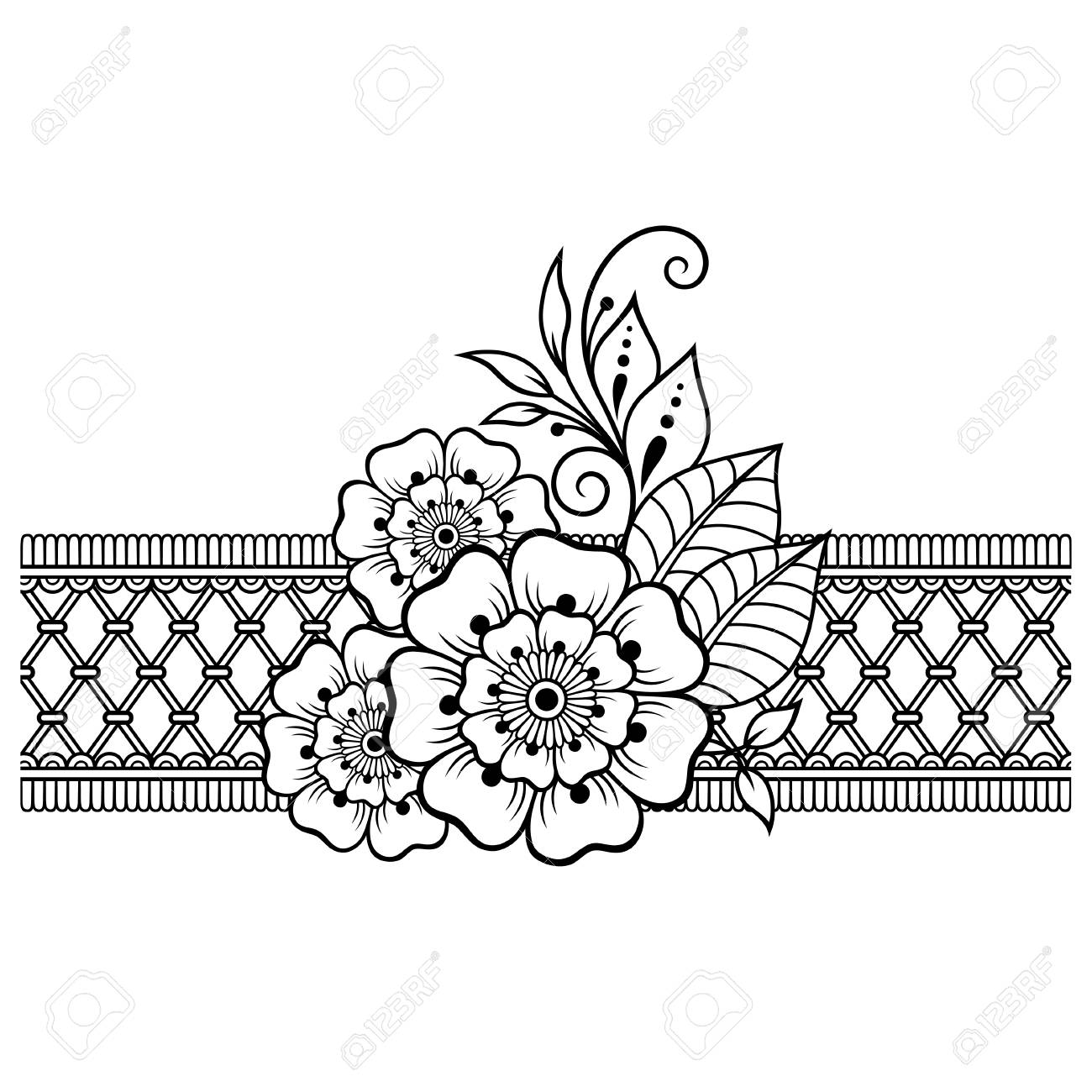 Mehndi Flower Pattern And Border For Henna Drawing And Tattoo ...