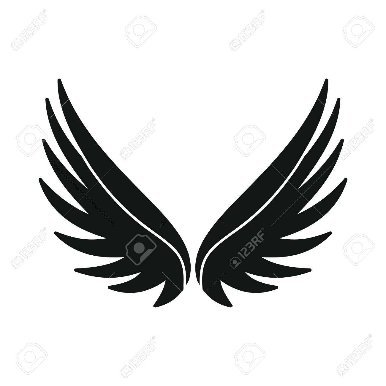 Bird Wings Black Simple Silhouette Icon Vector Illustration For