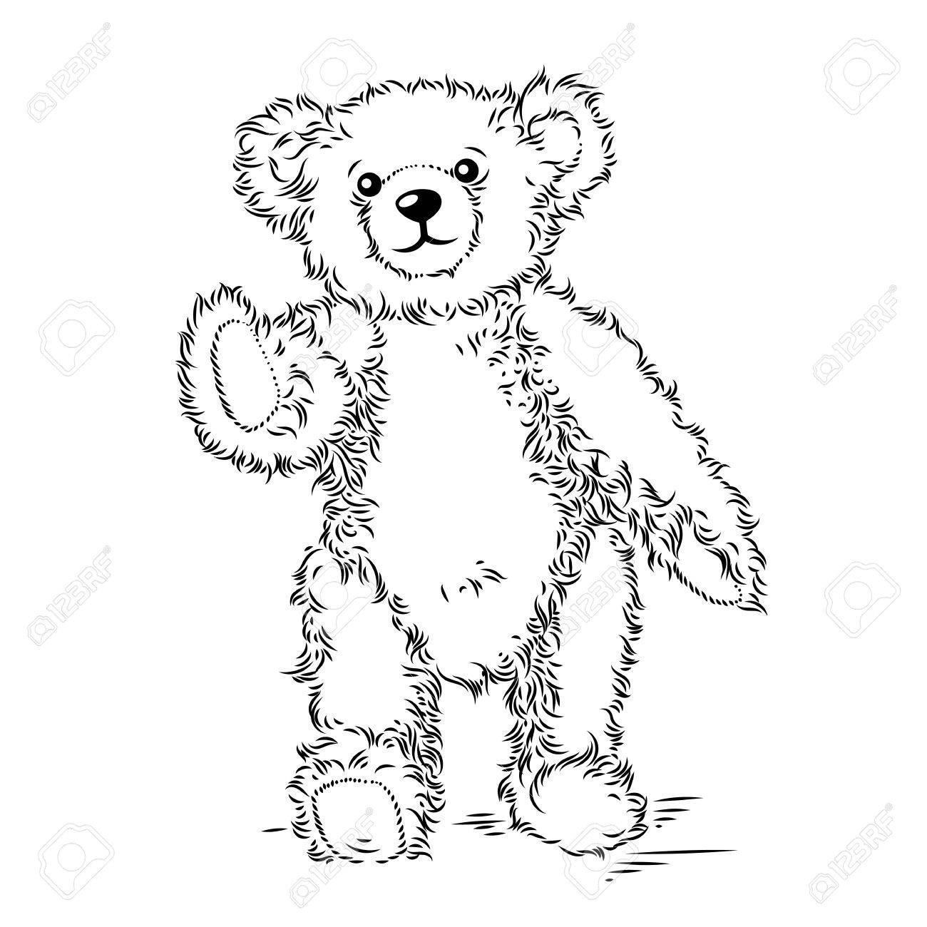 Drawing Teddy Bear. Vector Illustration Royalty Free SVG, Cliparts ...