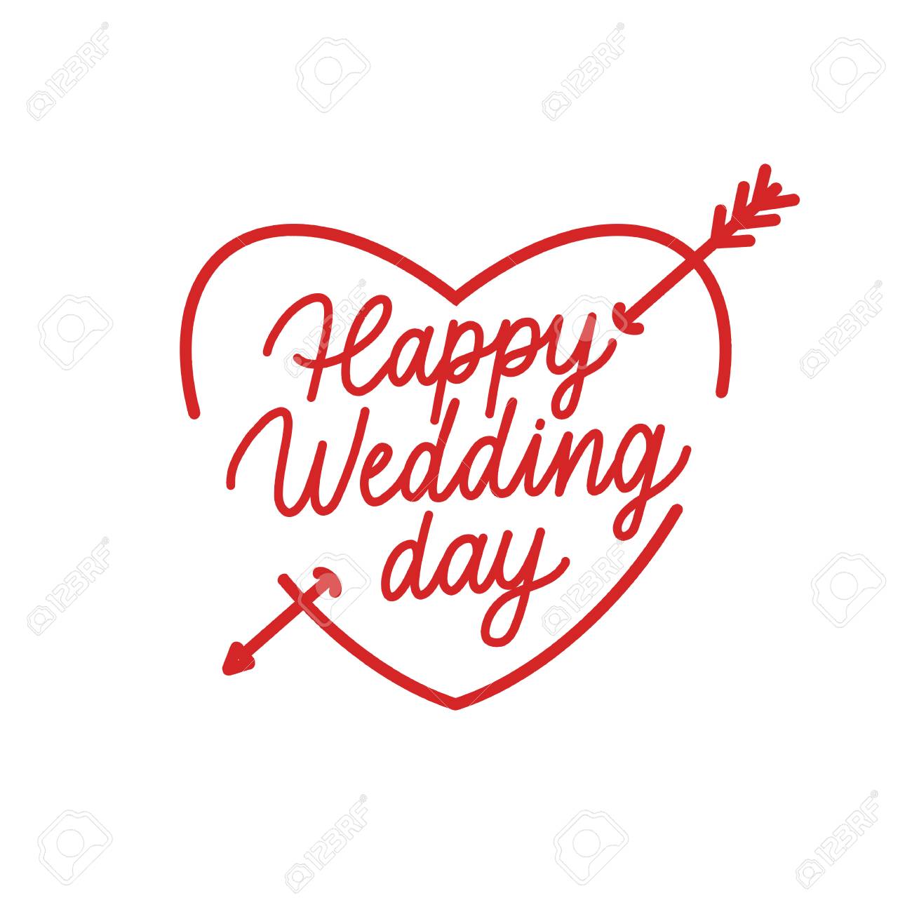 Happy Wedding Day Hand Drawing Vector Lettering Design. Stock ...