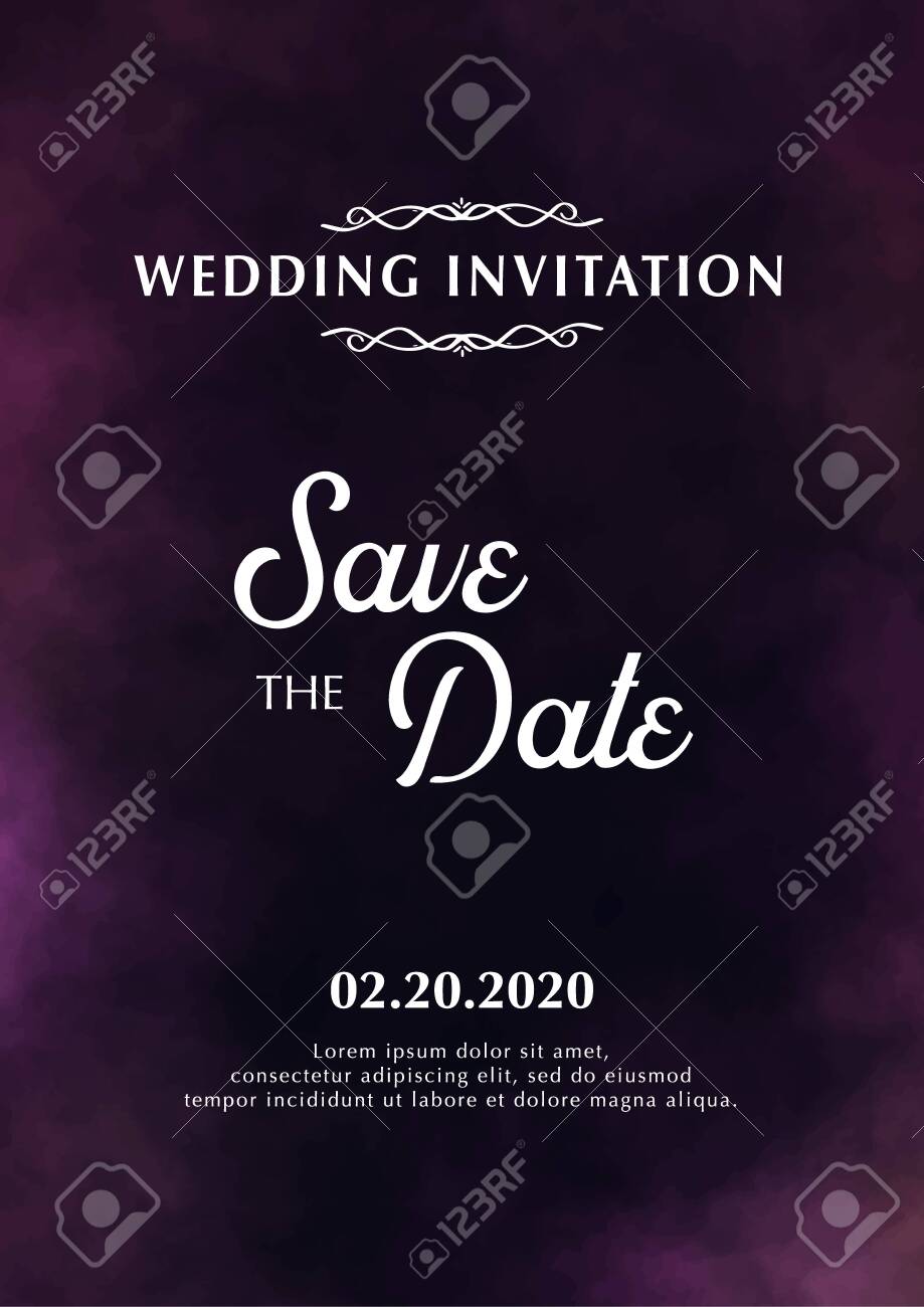 Wedding Invitation. Save The Date. Poster With Cloudy Background. Royalty  Free SVG, Cliparts, Vectors, And Stock Illustration. Image 138369459.