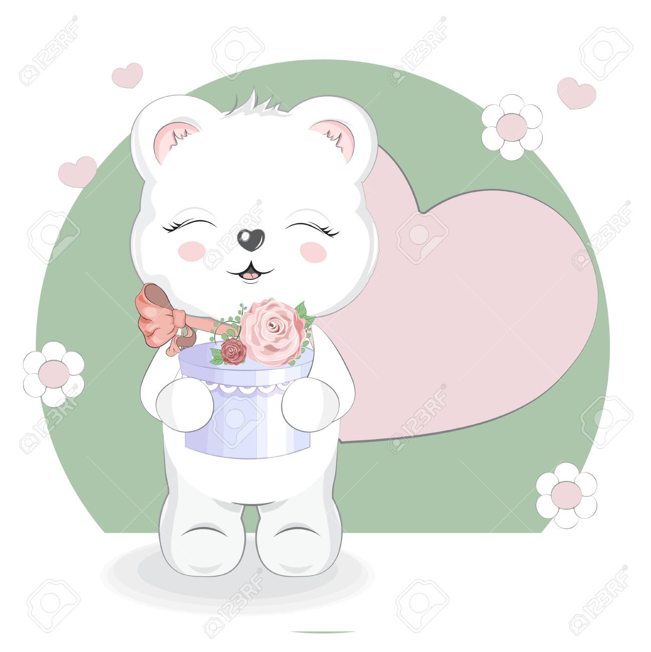 White Girl Teddy Bear With Gift, Adorable Cute Love Symbol ...