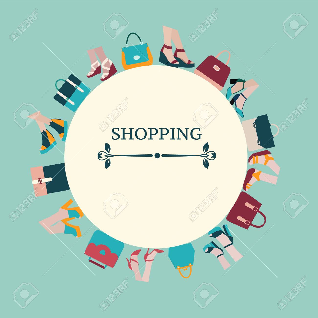 Shopping Background Of Fashion Women Bags Handbags And High Heels Shoes  Royalty Free SVG, Cliparts, Vectors, And Stock Illustration. Image 48195286.