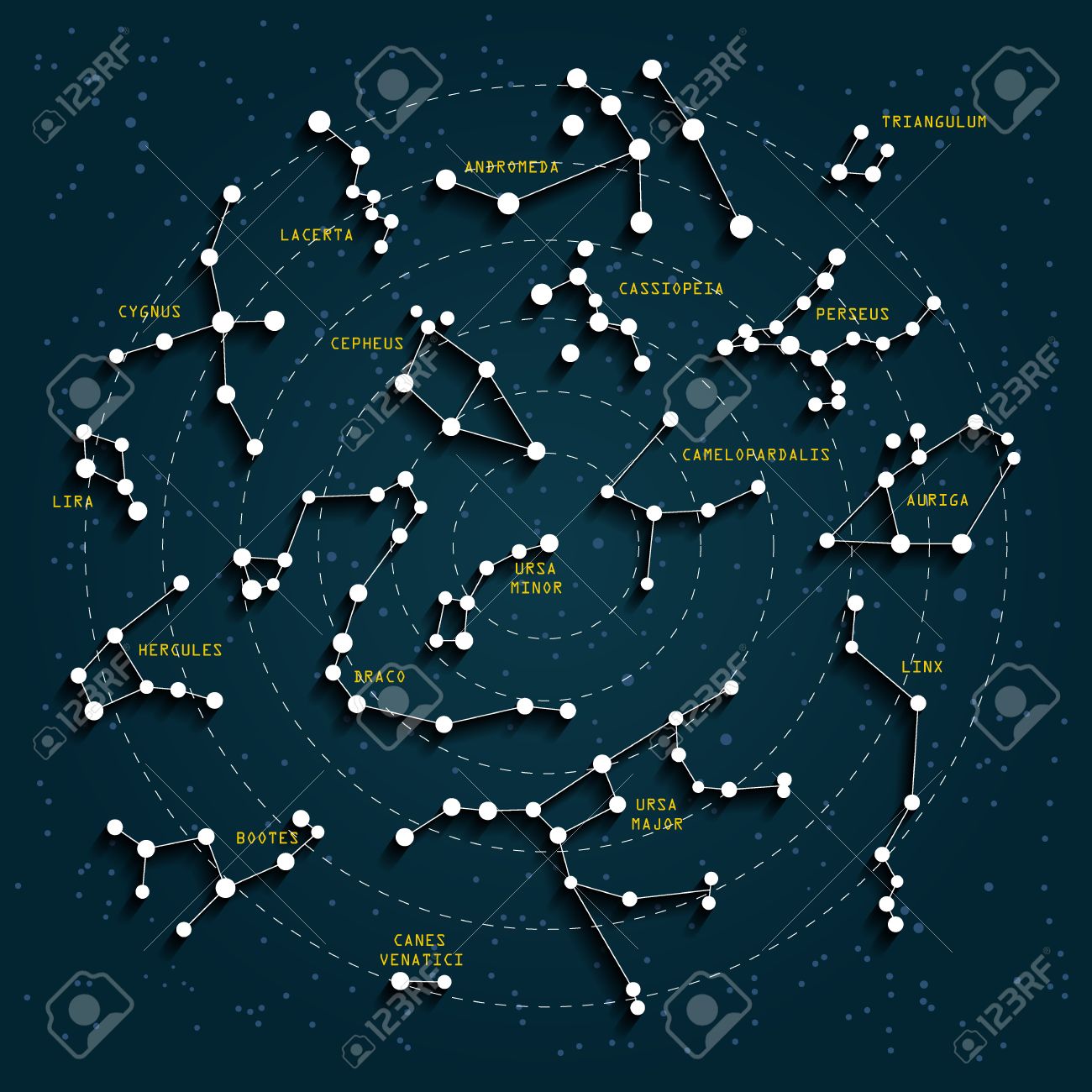 map of the constellations Night Sky Map With 3d Effect Constellations And Stars Royalty Free Cliparts Vectors And Stock Illustration Image 57003817 map of the constellations