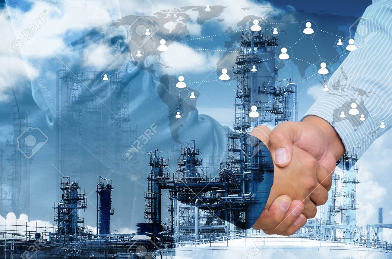 Double Exposure Of Businessman Handshake On Industrial Business Background,  Connections Concept, Elements Of This Image Furnished By NASA. Stock Photo,  Picture And Royalty Free Image. Image 71401738.