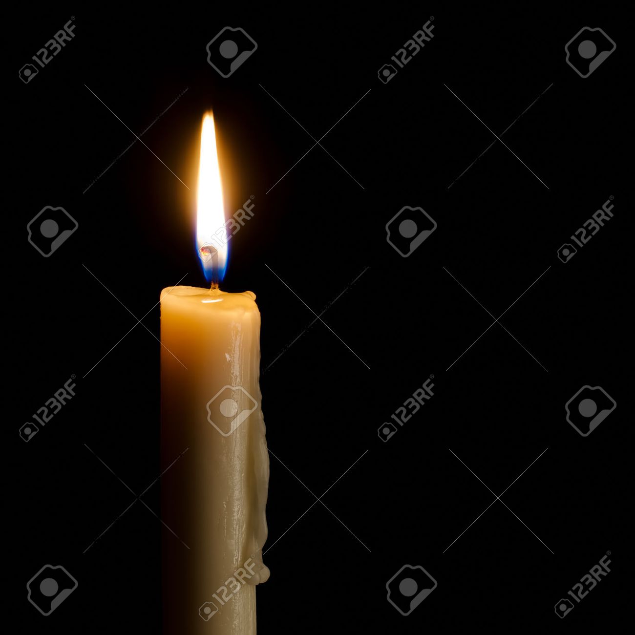 Single Burning Candle On A Black Background Stock Photo, Picture And  Royalty Free Image. Image 47375779.