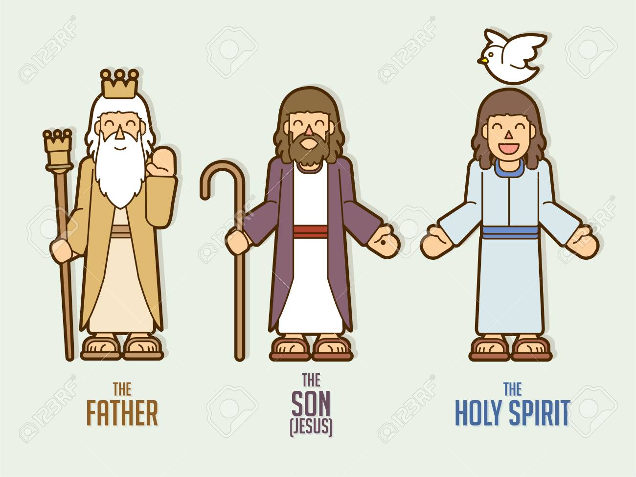 Vector Gráfico De Dibujos Animados De Dios Padre Hijo Espíritu Santo  Ilustraciones Svg, Vectoriales, Clip Art Vectorizado Libre De Derechos.  Image 115559412.