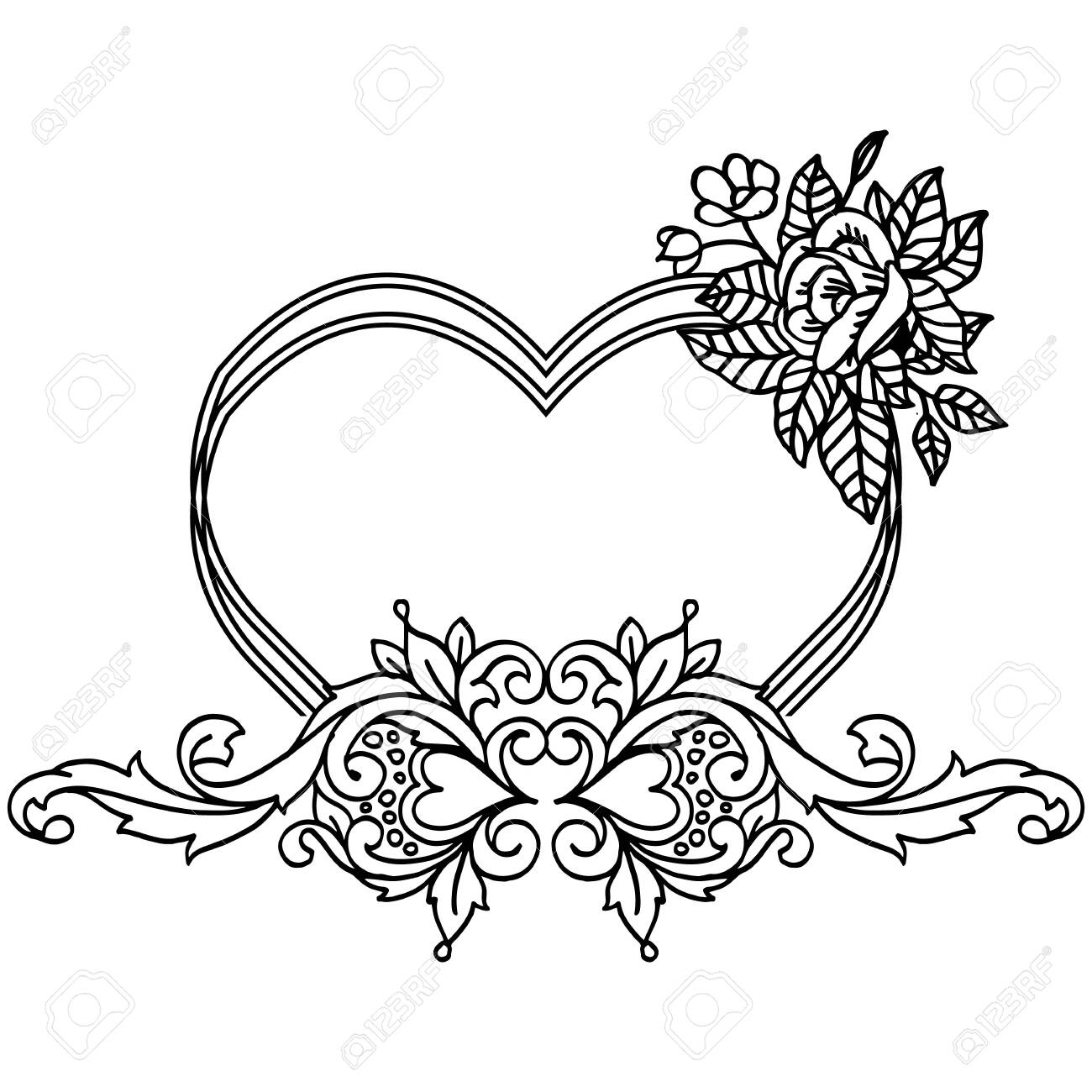 Illustration Of Heart-shaped Flower Frame Design Royalty Free SVG ...