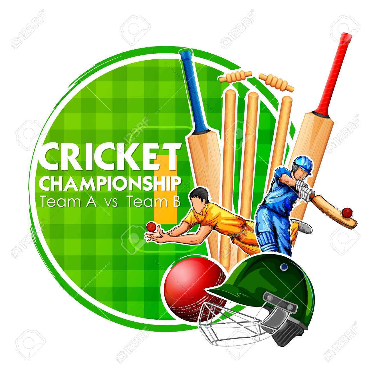 Player Bat, Ball And Helmet On Cricket Sports Background Vector  Illustration. Royalty Free SVG, Cliparts, Vectors, And Stock Illustration.  Image 97621980.