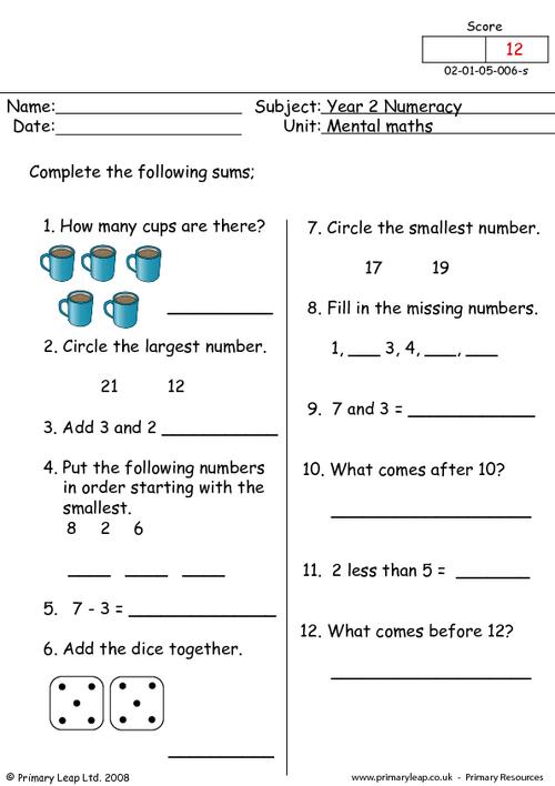 Printable Mental Maths Year 2 Worksheets 10 Year 4 Ma - vrogue.co