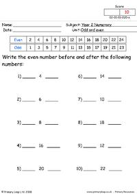 Numeracy: 1 and 10 more or less | Worksheet | PrimaryLeap.co.uk