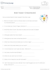 Year 4: Brain Training Printable Resources & Free Worksheets for Kids ...