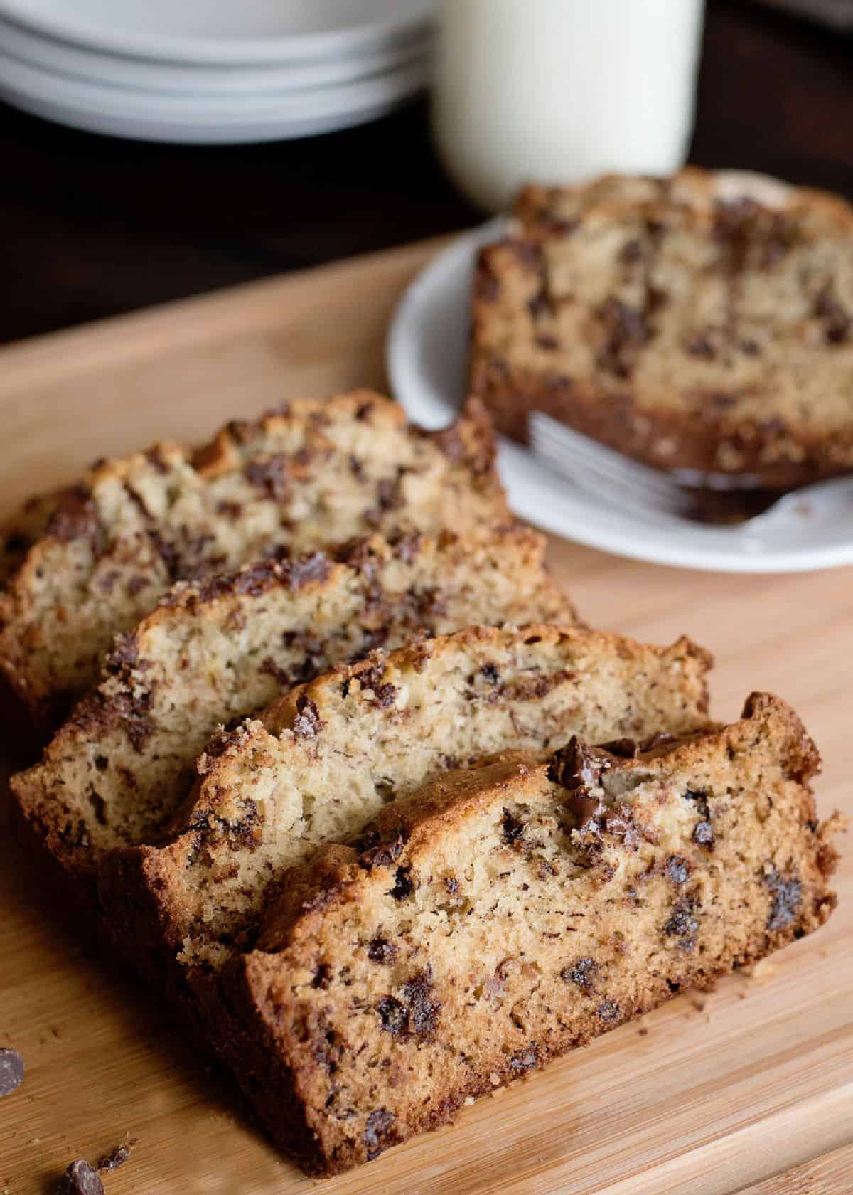 Chocolate Chip Banana Bread slices