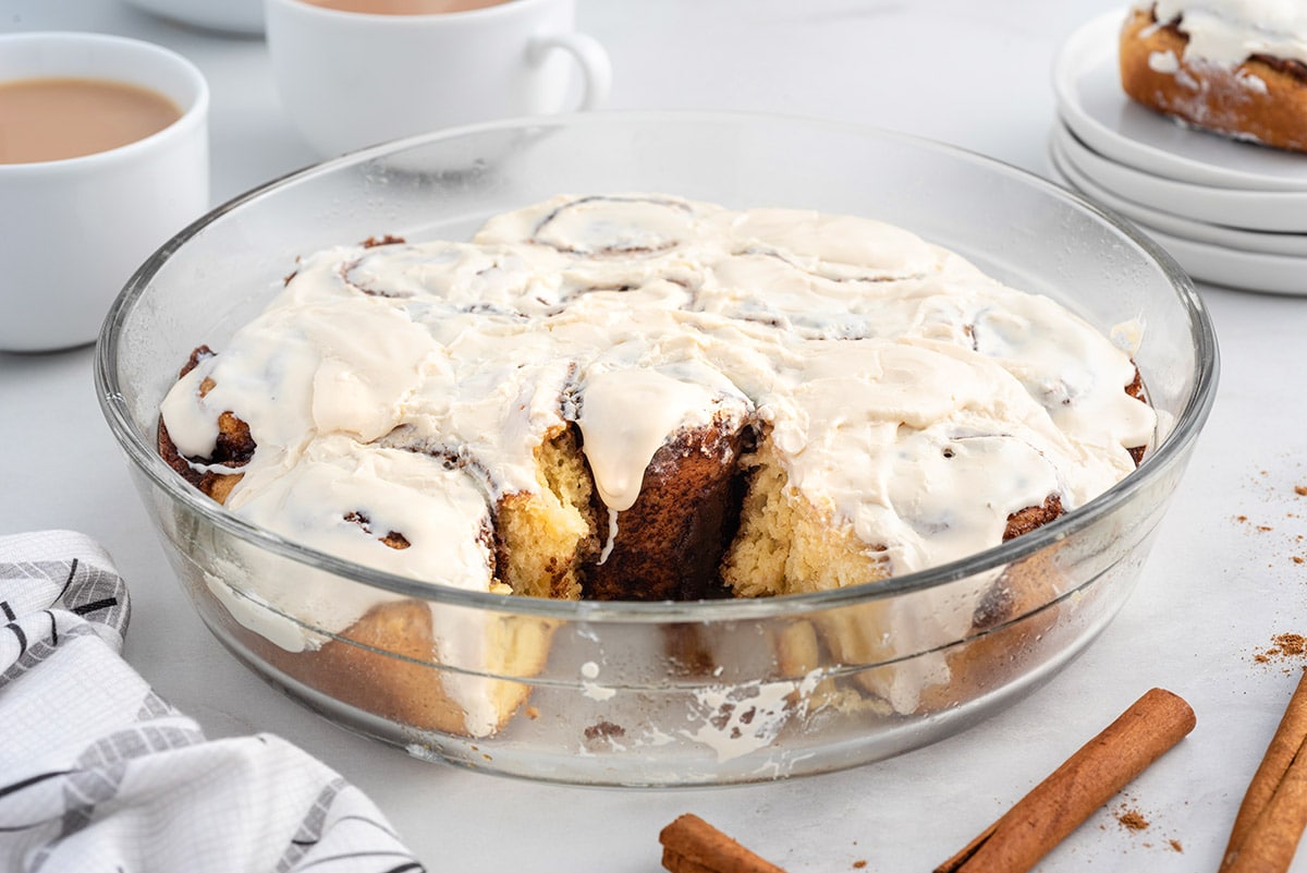 cinnamon rolls on a bowl