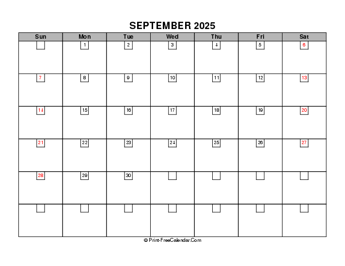 Download September 2025 Calendar Large Font Sunday Start (PDF, Word ...