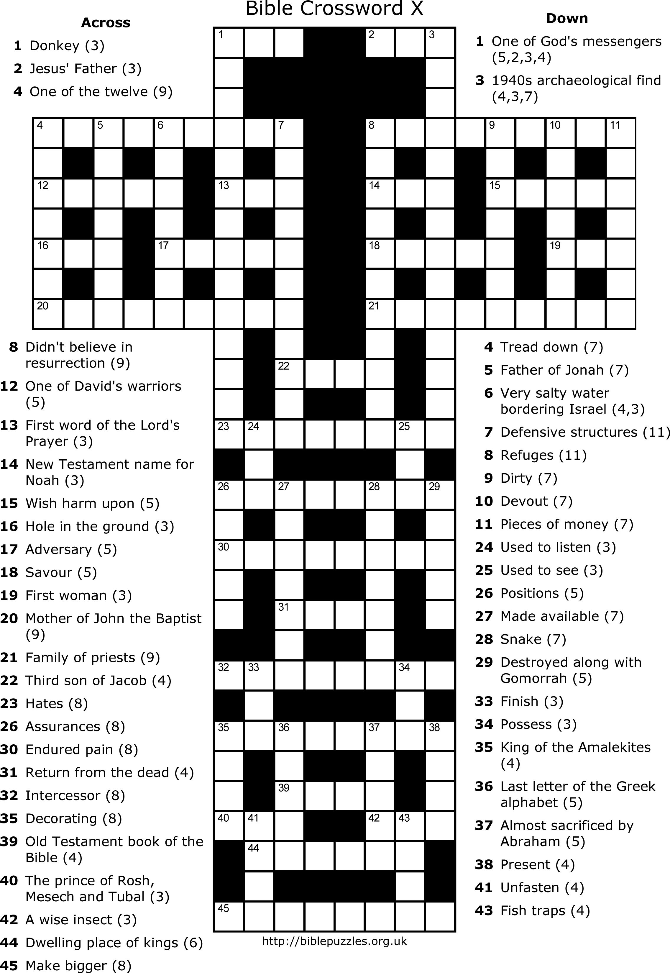 Printable Bible Crossword Puzzles - Printable World Holiday