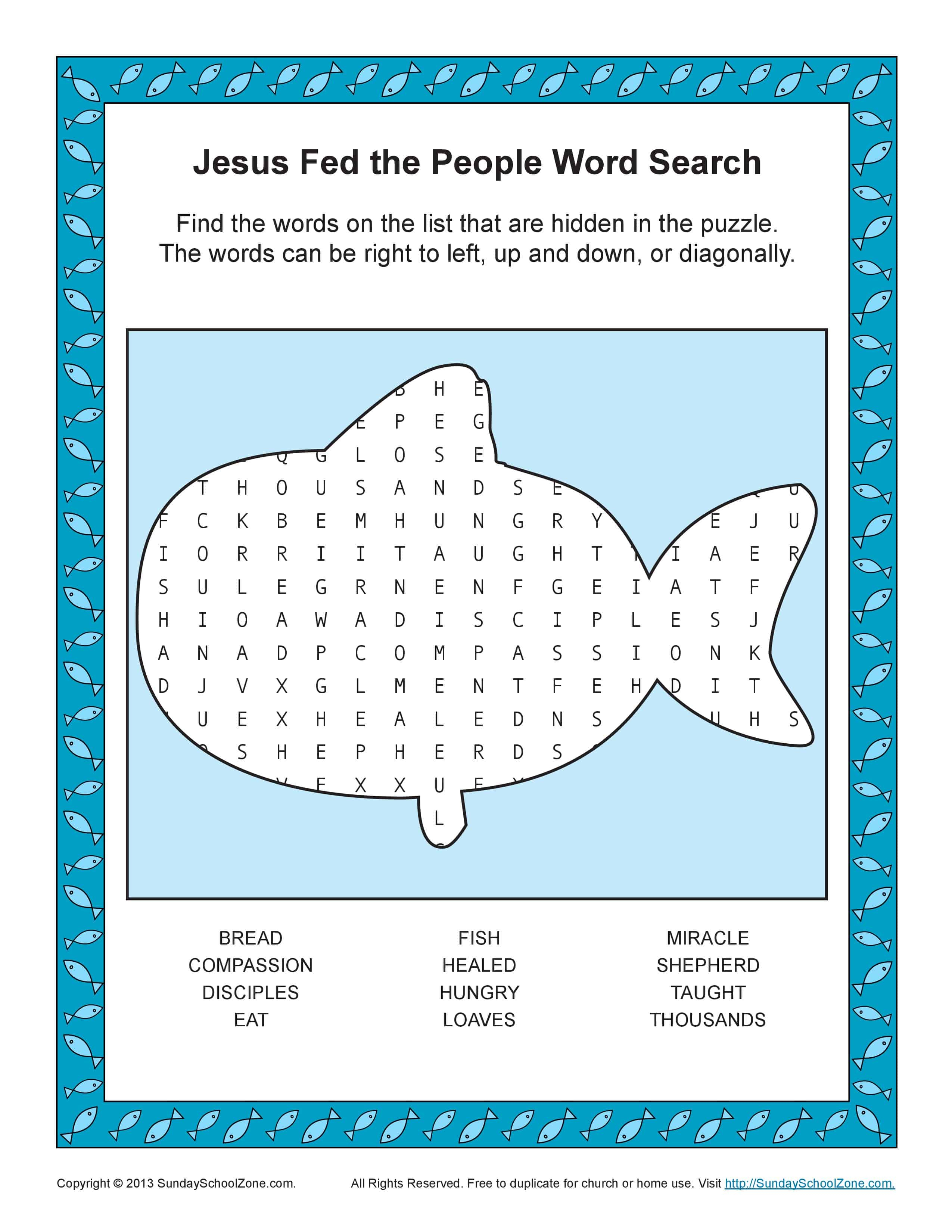 Kids Bible Word Search Puzzles Printable